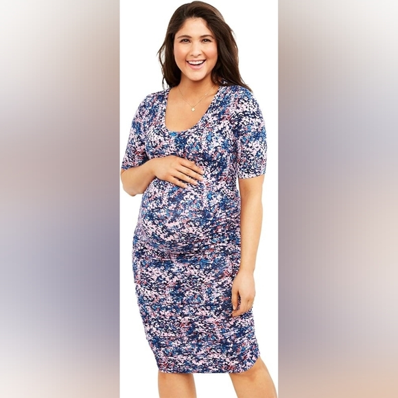 Motherhood Maternity Dresses & Skirts - Motherhood Maternity Ruched Sides Bodycon Midi Dress Size XL